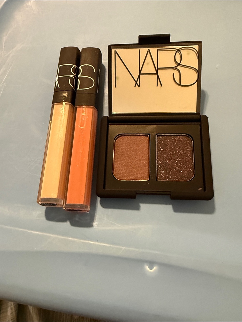 NARS Eyeshadow Duo with Champagne and Peach Lip Glosses